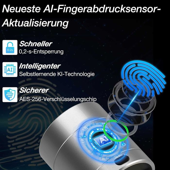 Zamek do drzwi Anweller 70 na odcisk palca 65-90 mm, 2 karty RFID