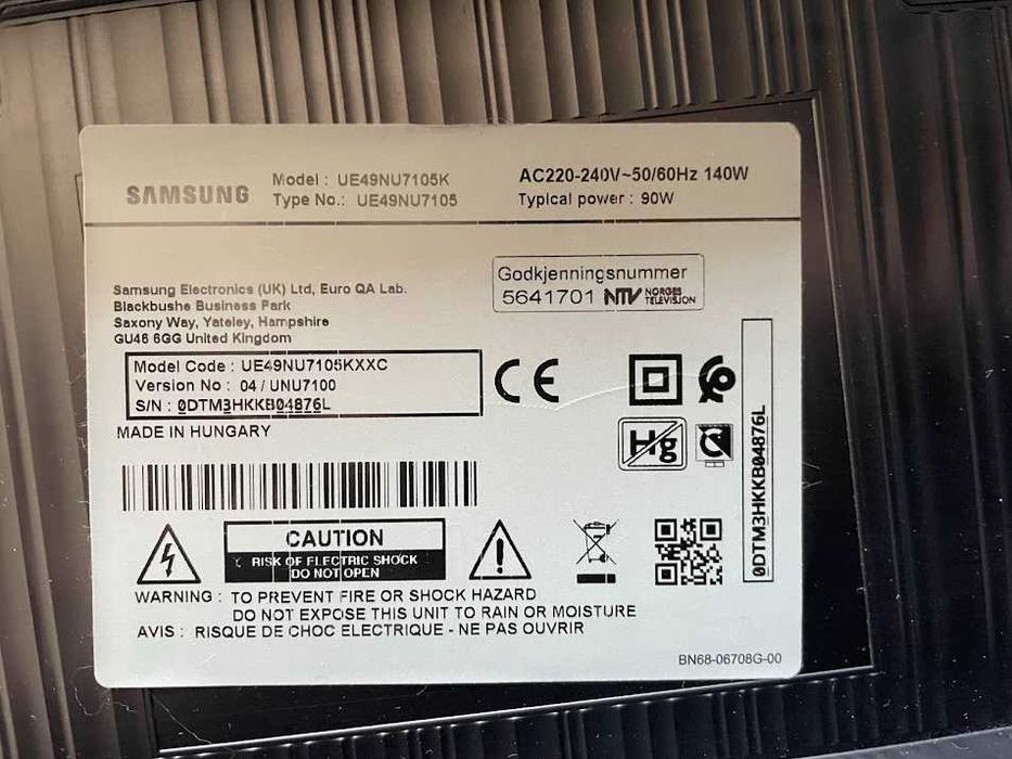 Samsung Smart TV 49" 4K UHD – UE49NU7105K | Excelente Estado