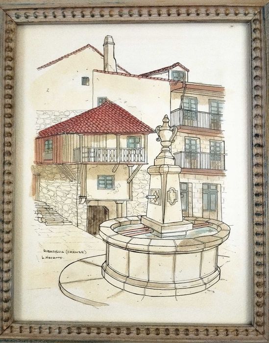 Aguarela, quadro, moldura, decô, art