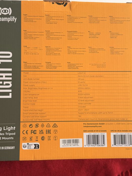 Ring Light STREAMPLIFY Light 10