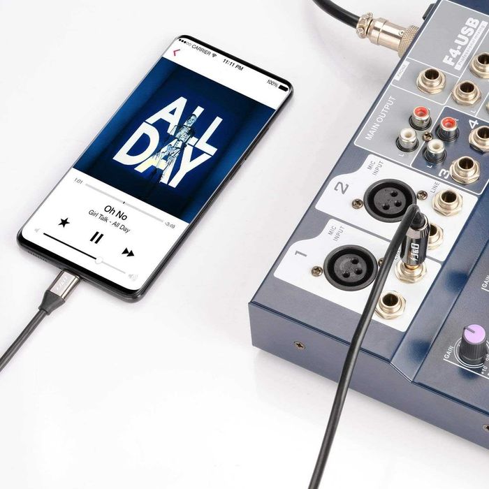 USB-C na 6,35 mm 1/4 cala kabel adaptera Aux, pozłacany 1m J&D spp39