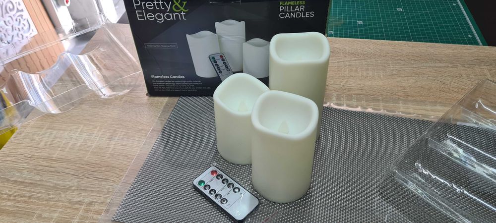 Conjunto de 3 Velas LED de coluna sem chama