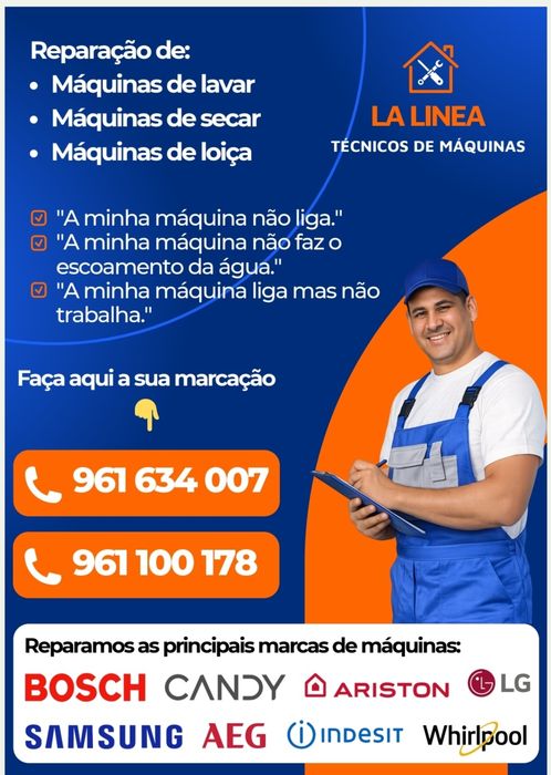 20,00€ Reparação de Máquinas de lavar roupa, secar e loiça