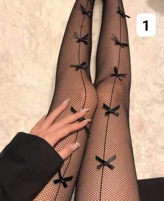 Rajstopy kabaretki kokardki czarne r. 158-180