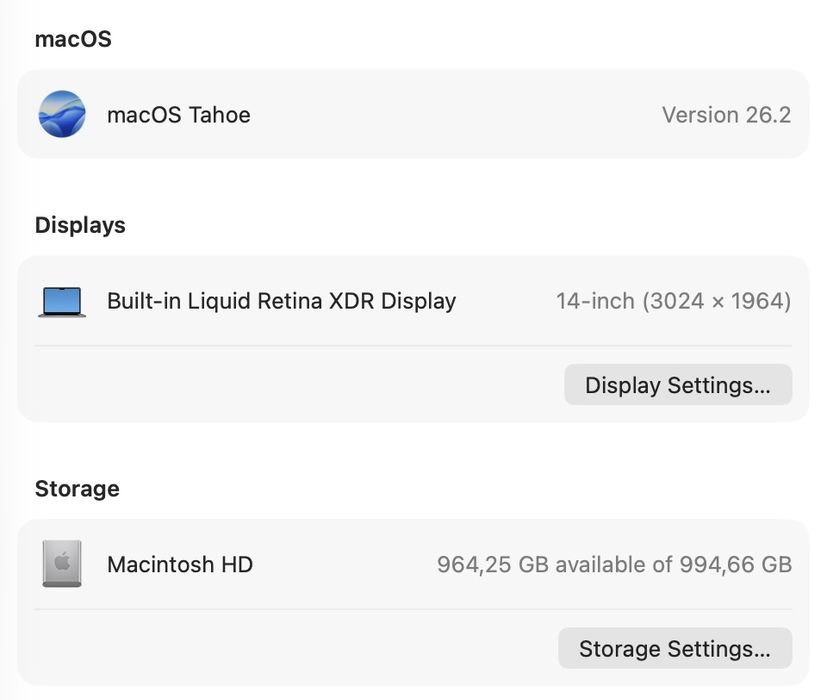 MacBook Pro 14’ 2021 M1 Pro 16GB 1TB SSD