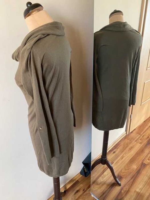 Jedwab kaszmir 36 38 braz khaki sweter tunika sukienka massimo dutti