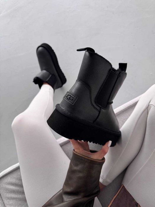 Уггі UGG Neumel Chelsea Platform Black Leather шкіряні