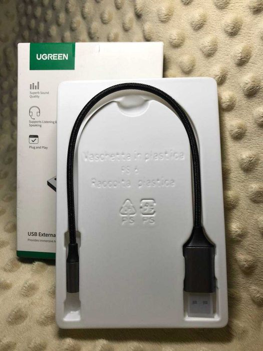 USB-адаптер для звукової карти Ugreen USB to Jack 3.5mm Grey (CM477)