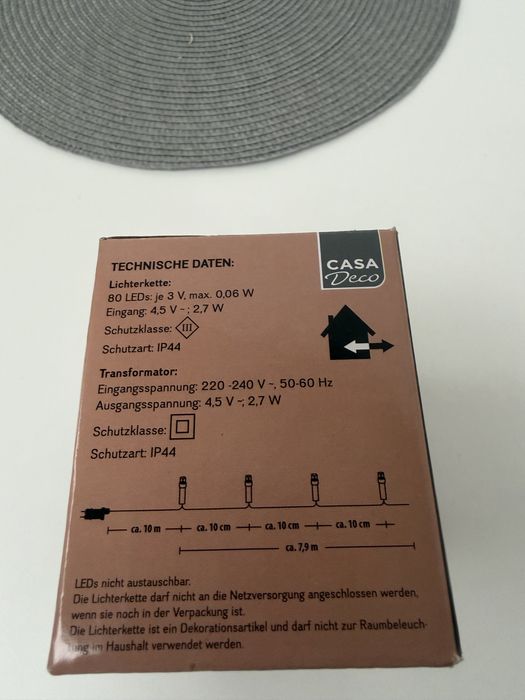 Casa Deco lampki choinkowe 7,9+10m zimna biel 80LED