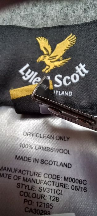 Lyle & Scott szalik 100% wełniany szary szkocki bdb