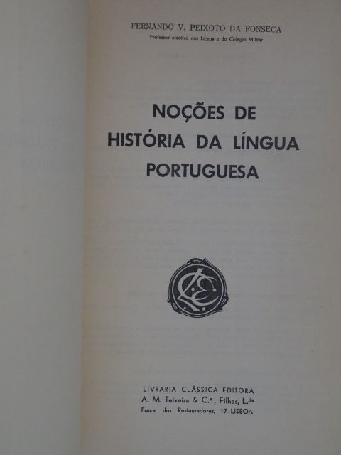 Noções de História da Língua Portuguesa de Fernando V. Peixoto da Fons