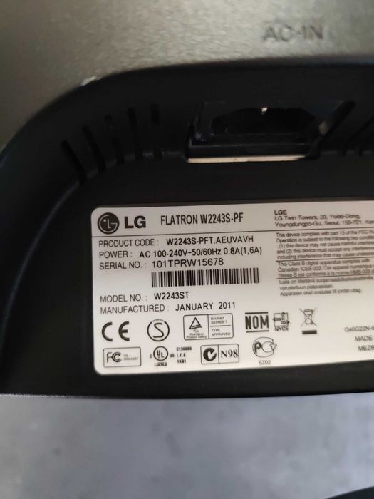 Monitor LG Flatron 22" Full HD 1080p – W2243S