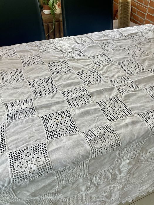 Toalha de Linho branca com renda