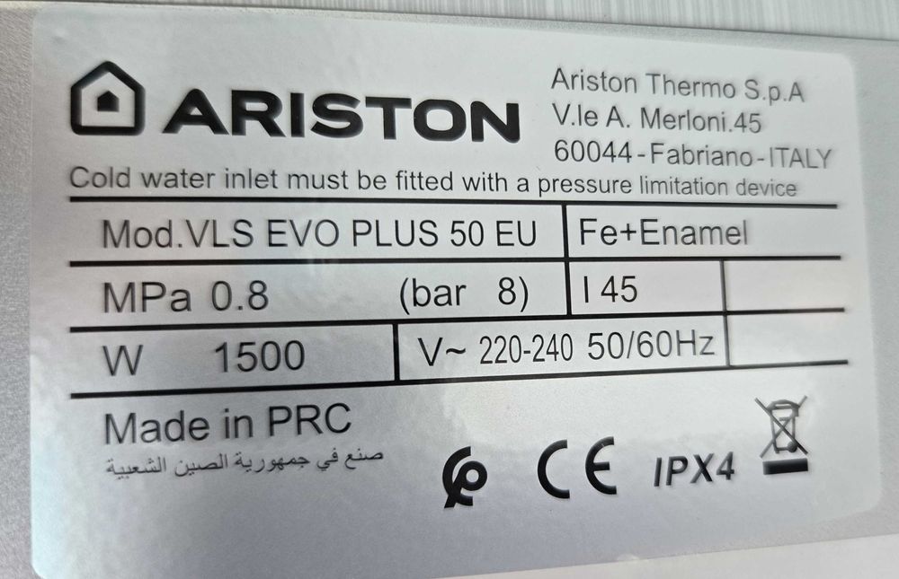 Ariston Velis Evo Plus 50 Elektryczny pojemnościowy podgrzewacz wody