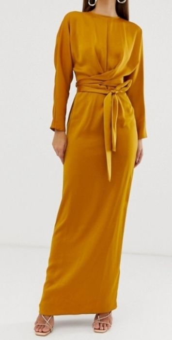 Sukienka maxi musztardowa