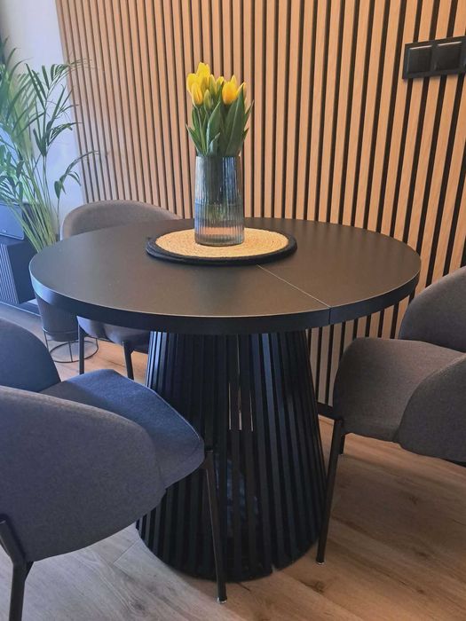 Stół rozkładany czarny lamele LOFT