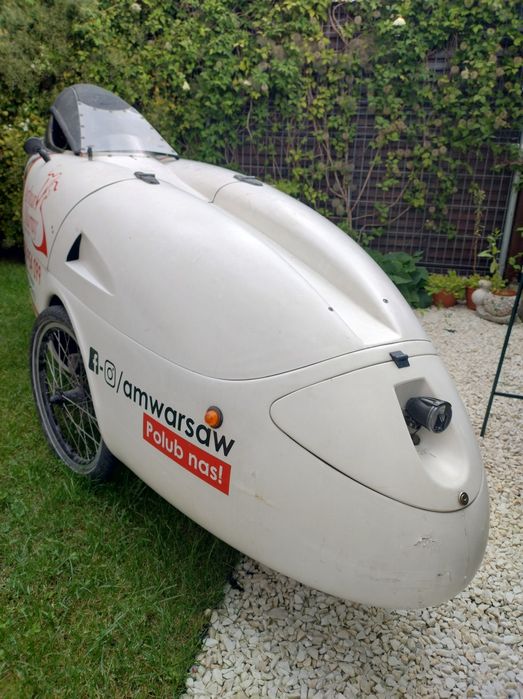 Velomobil elektryczny, rower poziomy, jedyny w Polsce