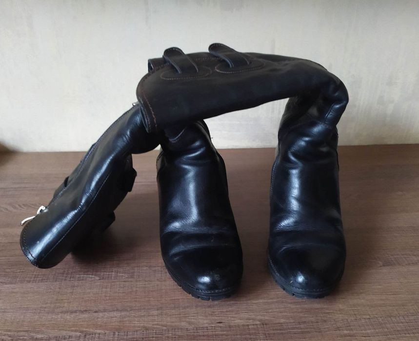 Сапоги женские зимние, кожаные, производства Италии