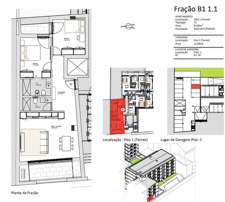 Apartamento T2 em Paranhos de 83,00 m2