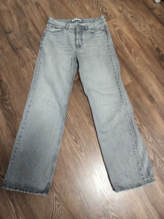 Zara - szare jeansy z szerokimi nogawkami rozmiar 38