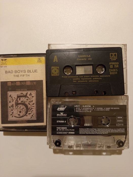 Trzy kasety audio Bad Boys Blue, Urszula, Liroy.