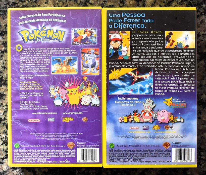 Lote 4 filmes Pokémon em VHS