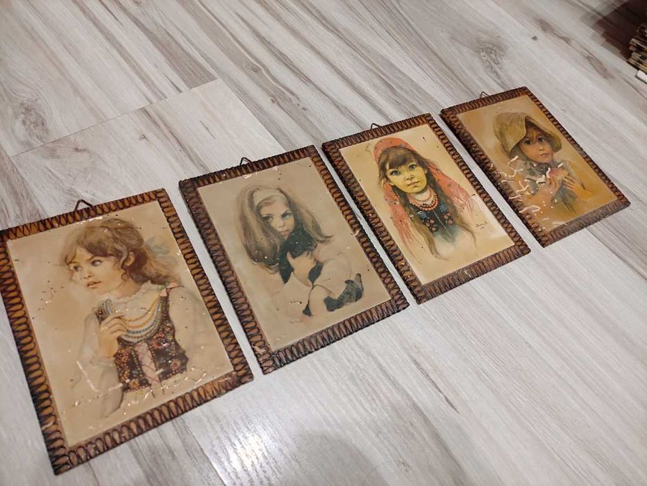 Danuta Muszyńska - Zamorska, obrazki na drewnie dzieci PRL