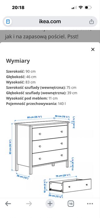 Biala komoda pojemna