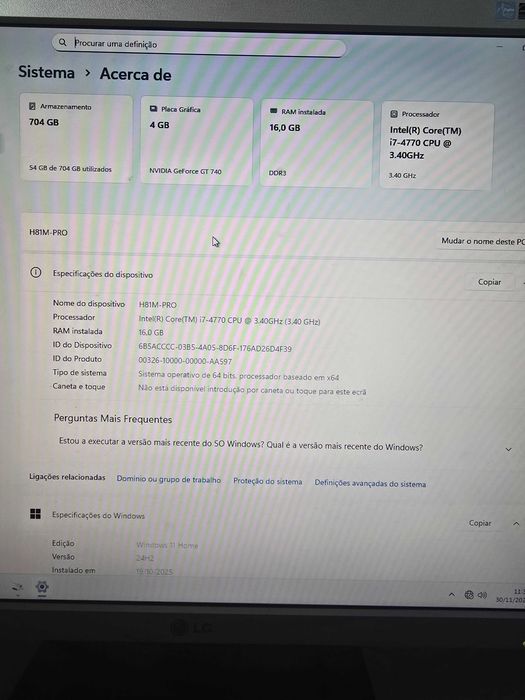 Computador Fixo H81M-PRO Novo