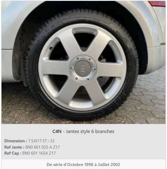 4 jantes originais Audi em excelente estado c/ pneus - Audi TT 8n