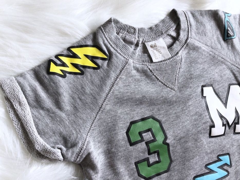 H&M bluza z krótkim rękawem super grafika rozm.74, NOWA