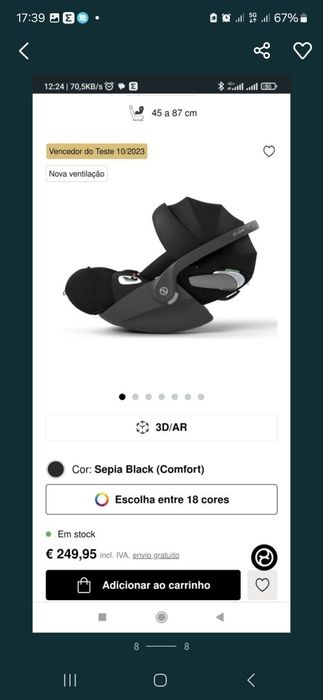 Cadeira / ovo cybex cloud z i-size com tecido antitranspirante