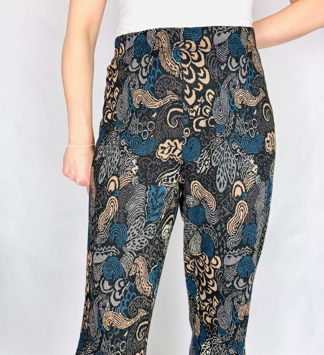 Czarno-kobaltowe spodnie w paisley XXL 44