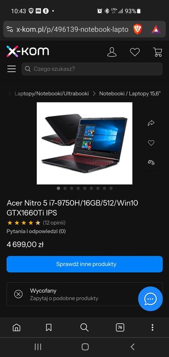 Laptop Acer Nitro i7 gen9