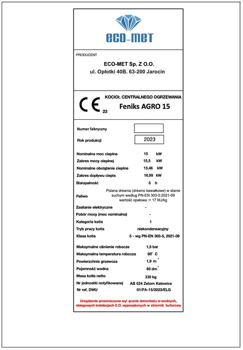 Dofinansowanie "Czyste powietrze" Kocioł TECHNIX PELL LUX 15kW pellet