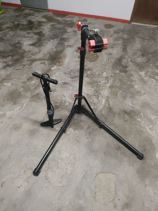 Suporte de reparação manutenção bicicleta + bomba de encher