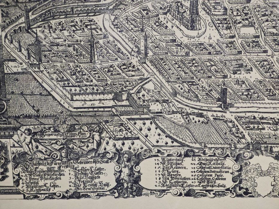 miedzioryt Duza 59,5cmx 100cm Mapa miasta Freiburg z 1589r G.Sickinger
