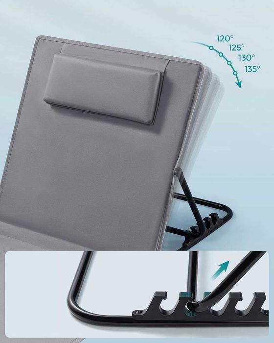 LEŻAK z OPARCIEM ZESTAW 2 sztuki szare