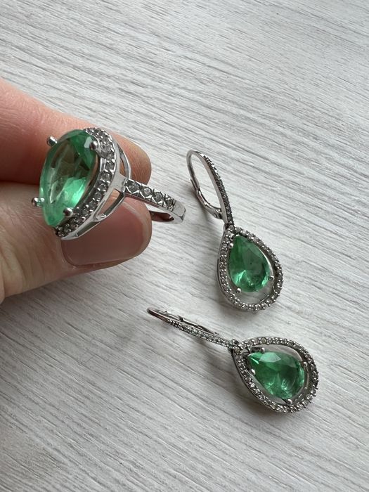 Кульчики та каблучка, срібло