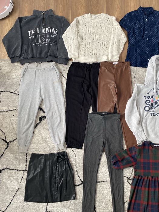 Zestaw spodnie leginsy sweterki xs s zara h&m tommy superdry