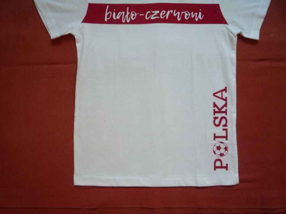 Nowa Kids 140 Biała Koszulka Kibica Polska biało - czerwoni