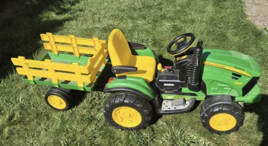 Peg Perego traktor, oryginał + duża przyczepa - John Deere - na akumulator 12V