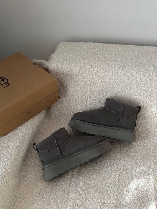 UGG Grey Boots With 3cm. Жіночі Угги Сірі На Платформі 3см. ТОП Взуття
