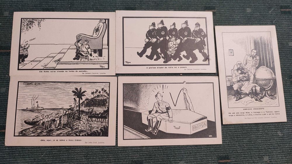 5 Postais de Propaganda Aliada - 2ª Guerra Mundial