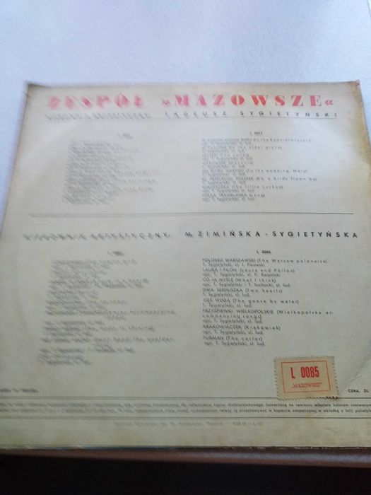 Płyty gramofonowe Zespół Mazowsze