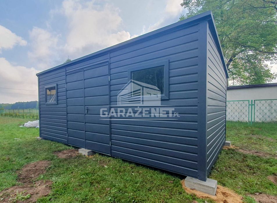 SCHOWEK DOMEK OGRODOWY 6X2,5M Antracyt Dach Spad W Tył Gb444