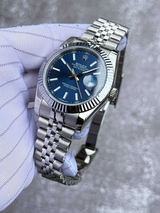 Швейцарские часы Rolex Datejust Silver-Blue. Топ качество