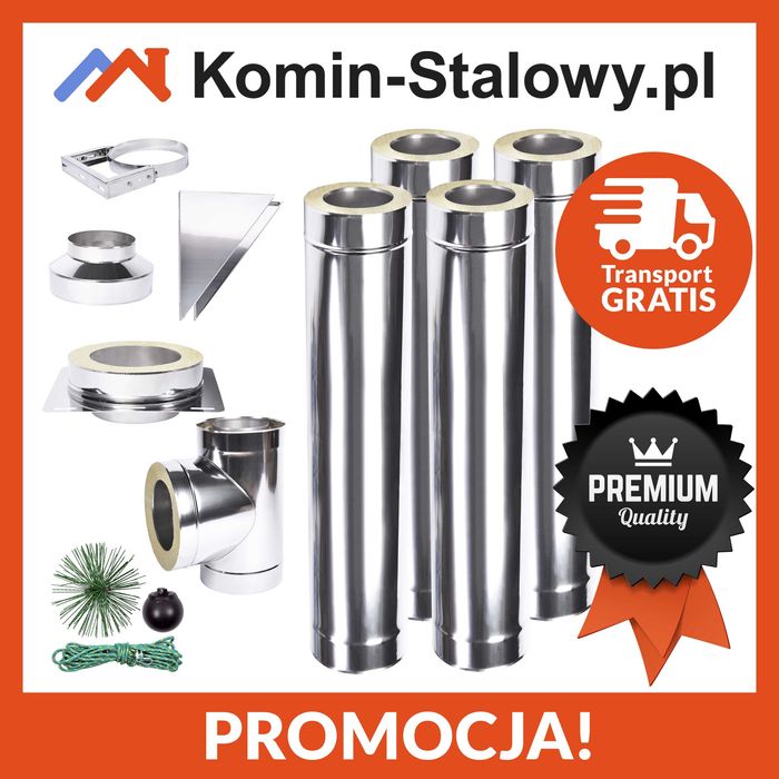 Komin systemowy Stalowy Izolowany - Dwuścienny Zewnętrzny - Fi 150/210 - 4 m, gr. 0,8 mm - Szybka Realizacja