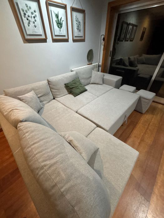 Sofá de canto reversível com cama