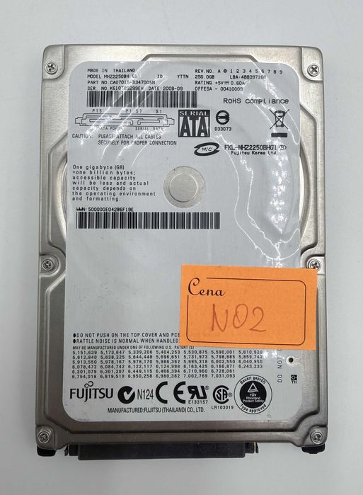 Dysk HDD Fujitsu MHZ2250BH G1 250GB SATA GW3m N02